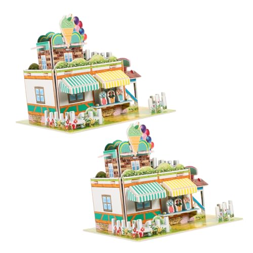Kisangel 2 Stück Teiliges Puzzle Eiskreamladen Modell für DIY Bastelspielzeug für Einfach Zusammenzubauen Perfektes für Architektur und Puzzle von Kisangel