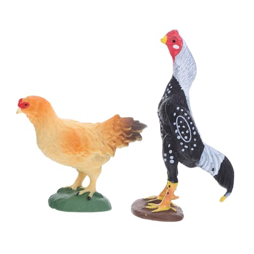 Kisangel 2 Stück Teiliges Realistische Bauernhof Huhn Figuren aus Solidem Detailgetreue Miniatur Henne und Hahn Lebendige Farben Robust für Drinnen und Draußen Pädagogisches Kinderspielzeug von Kisangel