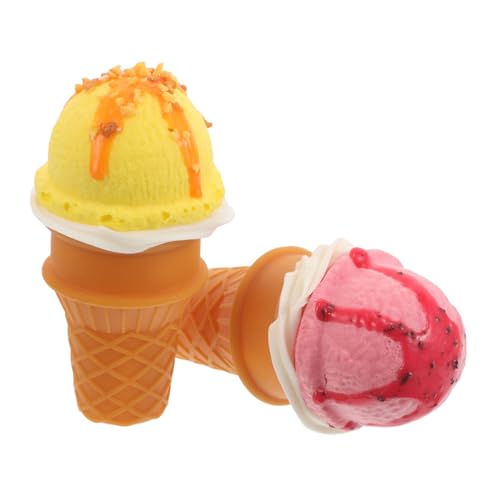 Kisangel 2 Stück Teiliges Realistische Eistüten Attraktive Künstliche Eiscreme Deko Requisiten für Fotografie Schaufenster Ladendekoration und Heimgestaltung Gelb und Rosa von Kisangel