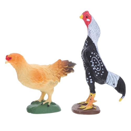 Kisangel 2 Stück Teiliges Realistische Farm Huhn Figuren aus Miniatur Henne und Hahn Pädagogische Bauernhoftiere für Detailgetreue Figuren für Garten und Familienspiel von Kisangel