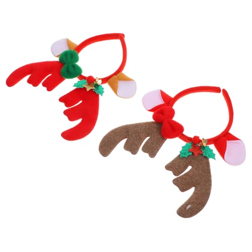 Kisangel 2 Stück Teiliges Rentier Geweih Haarreif Weiches Plüschmaterial Festlicher Haarschmuck für Weihnachten Karneval Halloween und Motto Partys als Weihnachts Party Favor von Kisangel