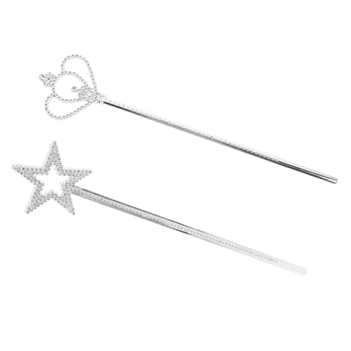 Kisangel 2 Stück Teiliges Silberne Stern Zauberstäbe mit Farbenfrohen Sternen Langlebig und Glänzend für Prinzessin Kostüme Geburtstagsfeiern Halloween und Bühnenauftritte für Mädchen von Kisangel