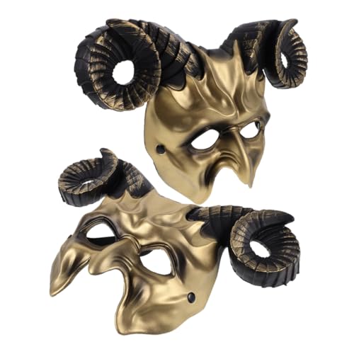 Kisangel 2 Stück Teiliges Teufelshorn halbschalen maske Gruselige Tiermaske für Erwachsene Leichtes Material Gute Belüftung für Festival Rollenspiele von Kisangel