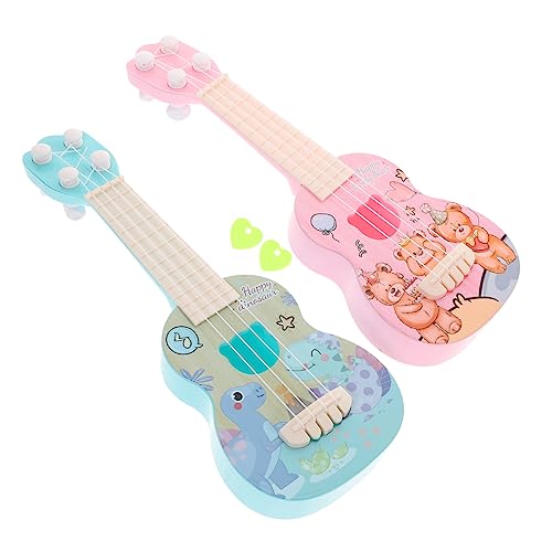 Kisangel 2 Stück Ukulele Gitarre für Musikinstrument mit Verstellbaren Saiten für Vorschulkinder Geburtstagsgeschenk Lernspielzeug Dinosaurier Bär von Kisangel
