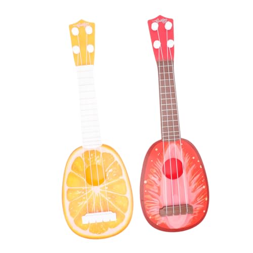 Kisangel 2 Stück Ukulele Musikinstrument Mini Imitation Gitarre für Junge Mädchen und Anfänger in Buntem Kunststoff Kreatives Lernspielzeug für Musikalische Früherziehung von Kisangel