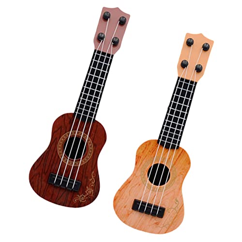 Kisangel 2 Stück Ukulele Teiliges Mini Saiten Modell Gitarre aus Robustem Pädagogisches Musiklernspielzeug für Vorschule und Familienfeier Gelb und Braun von Kisangel