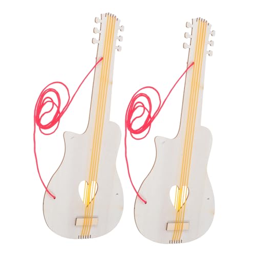Kisangel 2 Stück Unvollendete Holz Gitarre zum Bemalen DIY Bastelspielzeug Handbemalbare Holzspielzeug Gitarre für Jungen und Mädchen Kreative Hand Auge Koordination für von Kisangel