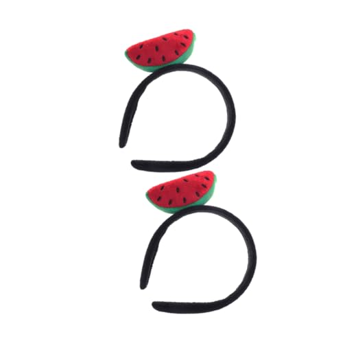 Kisangel 2 Stück Wassermelonen Haarband Weiches Plüschiges Stirnband für Mädchen und Damen Tropische Kopfbedeckung für Sommer Strand und Hawaii Party Accessoire Lustiges Kostüm Haarreif von Kisangel