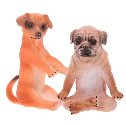 Kisangel 2 Stück Welpenmodell-Ornament Hundefigur realistisch Mini-Hundeschmuck Hundemodelle zum Hundehandwerk dekorativer Hundeschmuck Hundespielzeug Plastik von Kisangel