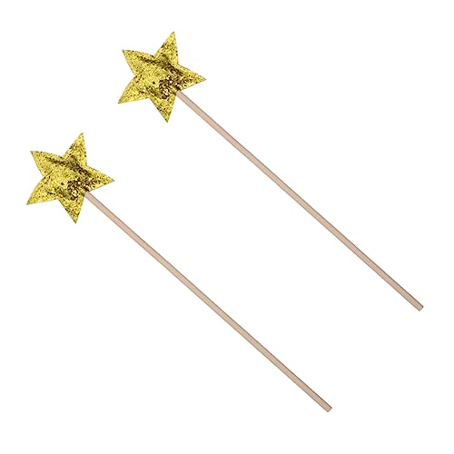 Kisangel 2 Stück Zwei Star Förmige Feenstäbe Glitzernde Zauberstäbe für Geburtstagsfeiern Kostümpartys Goldene Feenstäbe für Mädchen Party Deko und von Kisangel