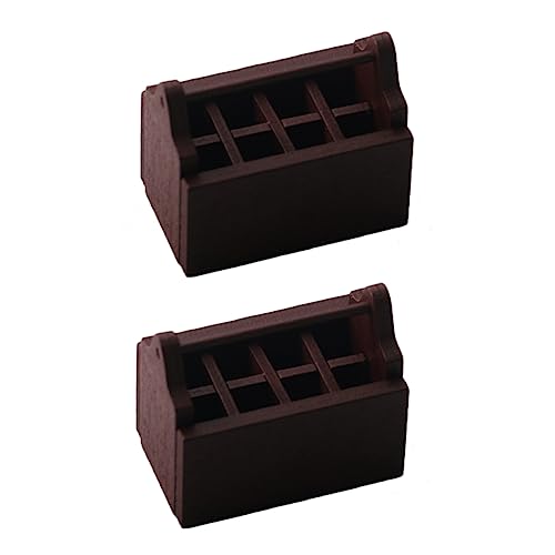 Kisangel 2 Stück kleine Werkzeugkiste Bauernmöbel Artikel Mini-Zubehör Mini -Toolbox Miniatures mini werkzeugkoffer Miniature Houses Mini-Toolbox-Modell Mini-Hausbedarf Holz Coffee von Kisangel