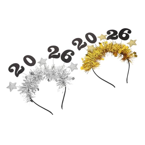 Kisangel 2 Stücke Neujahrs Haarreifen Glitzer Stern Tinsel Haarreif Party Dekoration für Silvester und Weihnachtsfeier Zubehör für Erwachsene von Kisangel