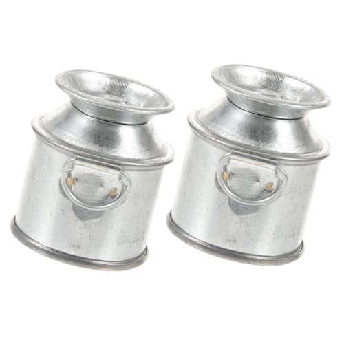 Kisangel 2 Stücke Puppe Zinn Eimer Mini Krug Decor Tiny Puppenhaus Zubehör Kleine DIY Eimer Silber Metall von Kisangel
