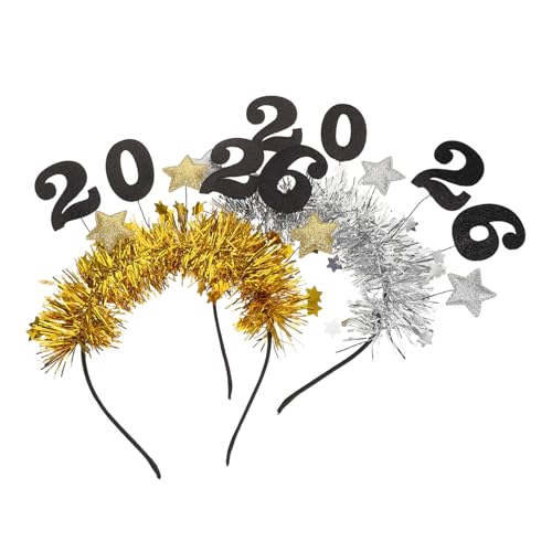 Kisangel 2 Stücke Teiliges Silvester Party Haarband Glitzernde Stern Tinsel Haarreifen für Festliche Anlässe Leichtes Komfortables Neujahrs Accessoire für Altersgruppen von Kisangel