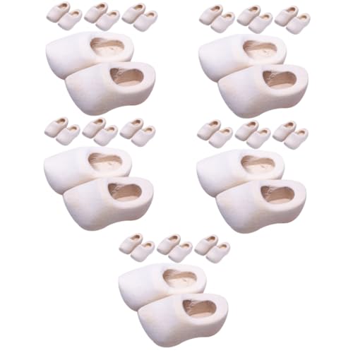 Kisangel 20 Paare Miniatur Holzschuhe für Puppenhaus DIY Basteln Glatte Oberfläche Leichtes Puppenhaus Zubehör Blanke Holzschuhornamente für Kreative Miniatur Dekoration von Kisangel