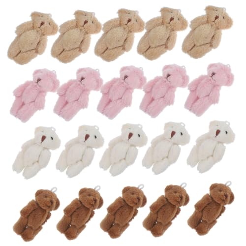 Kisangel 20 Stück Ausgestopfte Bärenpuppe Großer Stoffbär Kawaii-bär Mini-kuscheltiere Masse Bär Schlüsselanhänger Partyartikel Puppen Süßer Kleiner Schlüsselanhänger Pelzige Puppen Plüsch von Kisangel