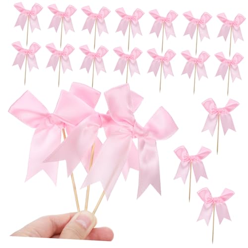 Kisangel 20 Stück Bogen Kuchenaufsätze Niedliche Cupcake Dekorationen mit Schleifen Polyester Bowknot Toppers für Hochzeiten Geburtstagsfeiern und Partys von Kisangel