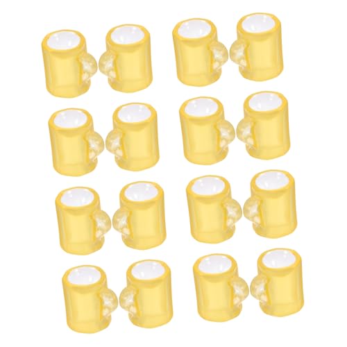 Kisangel 20 Stück Mini-Bierkrug Miniaturbrille Mini-Getränke Miniatur-Bierbecher Miniatur-Dekorationen Miniaturszene Dekorationszubehör für Puppenhäuser Puppenhausartikel Harz Gelb von Kisangel