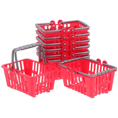Kisangel 20 Stück Mini-Einkaufskorb Kinderspielzeug Miniatur Lebensmittelgeschäft einkaufskorb doll Accessories Kleiner Einkaufskorb Mini -Einkaufskorbsspielzeug Plastik rot von Kisangel