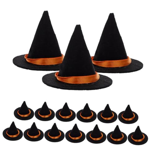 Kisangel 20 Stück Mini Filz Hexenhüte Kleine Hexenhüte Handgemachte Miniaturparty Hüte für Halloween Weinflaschen Dekoration DIY Bastelbedarf von Kisangel