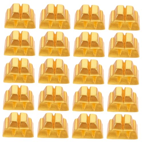 Kisangel 20 Stück Mini-Goldstein rechteckig klein Miniatur für den einzug Office Decoration Geburtstagsgeschenk Modell mit goldenen Ziegeln goldene Ziegelverzierungen Harz von Kisangel