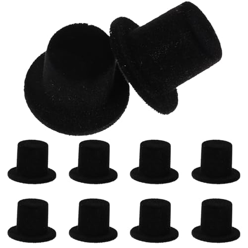 Kisangel 20 Stück Mini-Tops-Hut-puppenzubehör, Dekorative Schwarze Miniaturhüte für Schneemann-Clown-bastelarbeiten von Kisangel