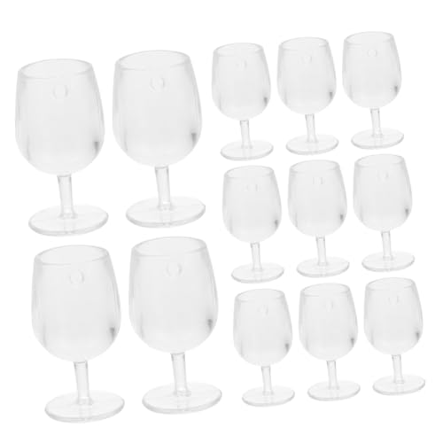 Kisangel 20 Stück Mini Weinglas Miniatur Zubehör schlank Puppe Mini-Weinkelch Minibecher zum Basteln durchsichtige Weinbecher aus Kunststoff Plastik Transparent von Kisangel