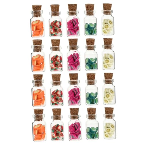 Kisangel 20 Stück Simulierte Obstkonserven Dekoration Puppenhaus Glas Schmücken Miniatur Obstflasche Mini Mini Küchen Ornamente Mikro Landschafts Requisite Miniaturen von Kisangel