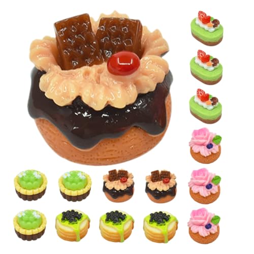 Kisangel 20 Stück Simulierter Obstkuchen Obstkuchen Gefälschte Lebensmittel Puppenhauskuchen Miniatur Lebensmittelmodell Mini Hausdekorationen Kuchenminiaturen Miniatur von Kisangel