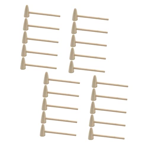 Kisangel 20 Stück Teiliges Holzhammer Mini Mallets aus Natürlichem Holz Multifunktionale Hämmer für Kuchen Sicher und Leicht für Kreative Spielstunden von Kisangel