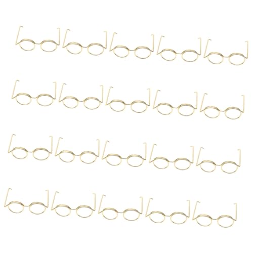 Kisangel 20 Stück Teiliges Metall Brillengestell für Puppen Goldfarbene DIY Puppenbrillen Robuste Drahtfassung Kompakte Mini Puppenzubehör für Kostüm und Fotografie von Kisangel