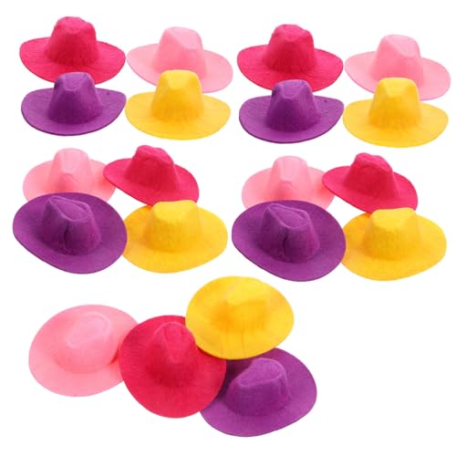 Kisangel 20 Stück Teiliges Mini Cowboy Hut aus Leichte Stabile Mini Hüte in Gelb Rot Bunte Party Hüte für Puppen und DIY Basteln für Festliche Dekoration und Puppenhaus Zubehör von Kisangel