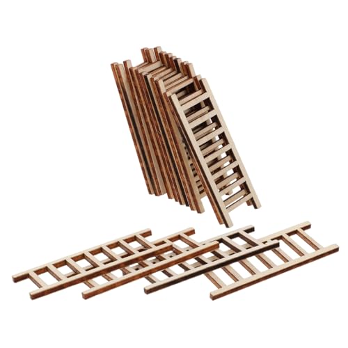 Kisangel 20 Stück Teiliges Mini Holzleiter Realistische Puppenhaus Dekoration DIY Miniatur Leiter Modell für Feengärten und Sukkulentenarrangements Naturfarbene Holzbastelei Zubehör von Kisangel