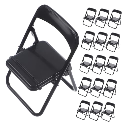 Kisangel 20 Stück Teiliges Mini Klappstuhl Handyhalter aus Realistische Puppenhaus Deko Kompakter Smartphone Ständer für Schreibtisch Schwarz Platzsparend und Vielseitig Einsetzbar von Kisangel