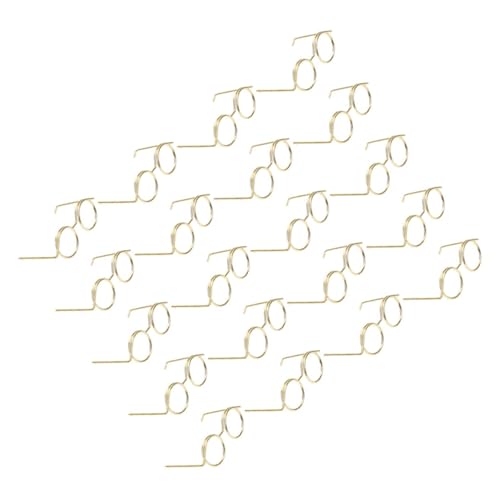 Kisangel 20 Stück Teiliges Mini Metallbrillen für Puppen Randlose Runde DIY Brillenrahmen ohne Gläser Puppenzubehör für Puppenhaus und Kostüm Goldfarbene Miniaturbrillen für Rollenspiele von Kisangel