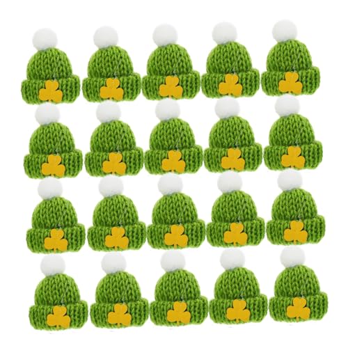 Kisangel 20 Stück Teiliges Mini Strickmützen Grün Weiß mit Mini Saint Patrick Day DIY Bastelzubehör für Puppen Haarschmuck und Dekoration Sichere Hautfreundliche Materialien Vielseitig von Kisangel
