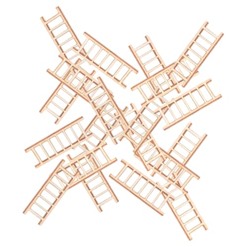 Kisangel 20 Stück Teiliges Miniatur Holzleitern Detailreiche Puppenhaus Treppen DIY Mini Holzleiter Zubehör für Mikro Landschaften und Puppenhaus Dekoration von Kisangel
