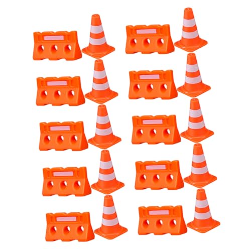 Kisangel 20 Stück Teiliges Miniatur Verkehrszeichen und Straßensperren für Kreatives Lernen Fördert Vorstellungskraft und Verkehrserziehung für Puppenhäuser und Rollenspiele von Kisangel