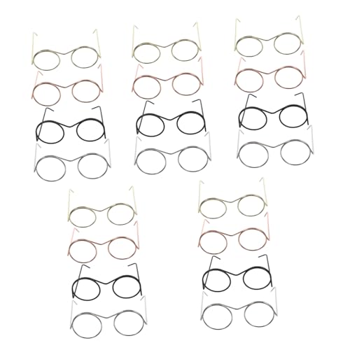 Kisangel 20 Stück Teiliges Miniaturpuppenbrillen aus Leichtem Metallrahmen Stilvolle Accessoires für Puppenhäuser Bastelprojekte und DIY Dekorationen Gold Silber Roségold und Schwarz von Kisangel