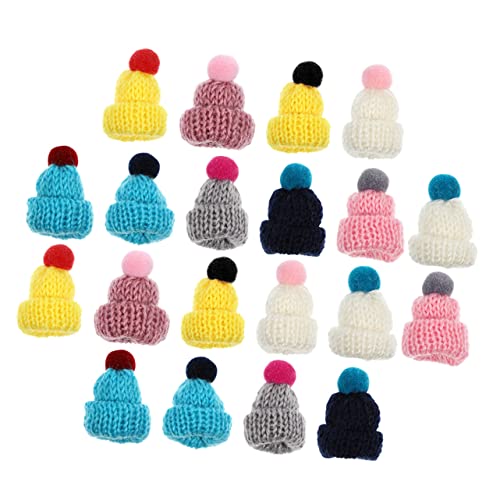 Kisangel 20 Stück Teiliges Niedliche Miniatur Wollmützen Vielseitige DIY Bastelaccessoires Farblich Sortiert Puppenhüte und Dekorative Strickmützen für Party und Zufällige Zufällige Farbe von Kisangel