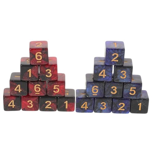 Kisangel 20 Stück Teiliges Würfel Zweifarbige Galaxy Acryl Würfel mit Glitzer Nummerierte Ersatzwürfel für Brettspiele Tabletop Gaming RPG und Lernspiele Kompakt und Tragbar von Kisangel