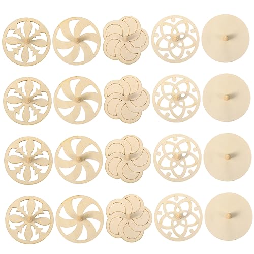 Kisangel 20Stücke Teiliges Holz Gyroskop Bastelset Für DIY Malspielzeug Zum Selbstgestalten Fördert Kreativität Und Motorische Fähigkeiten Zufälliger Farbvariationen von Kisangel