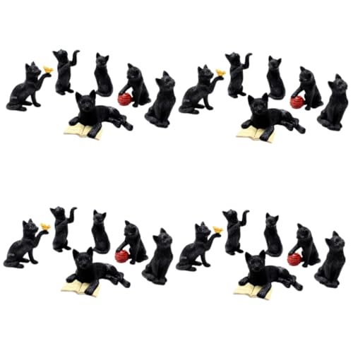 Kisangel 24 Stk leuchtende schwarze Katzenverzierung Tortenaufsatz mit Tiermotiv Spielzeug für Kinder Modelle Ornament Mikro-Landschaftsbau-Blumentopf-Dekor Miniatur-Hofdekoration Fee Rasen von Kisangel
