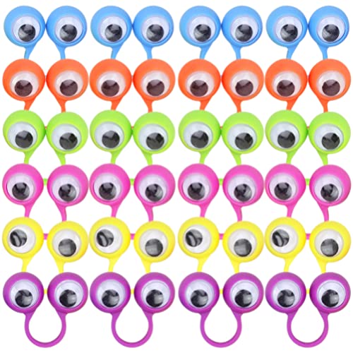 Kisangel 24 Stück Wackelauge Fingerpuppen: Fingerpuppen Augenringe Bunte Rollenspiel-Ringe für Kinder (3,5cm, Kunststoff) Klassenzimmer & Eltern-Kind-Aktivitäten von Kisangel