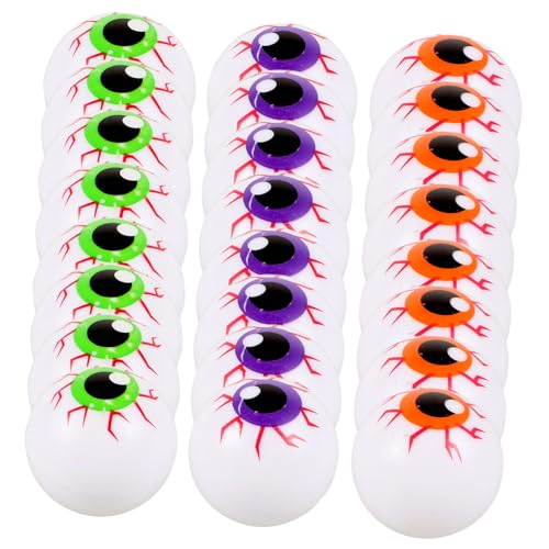 Kisangel 24 Stück Halloween Augäpfel Realistische Hüpfende Augen aus Kunststoff für Gruselige Dekorationen und Partyzubehör für Halloween Cosplay und Süßes oder Saures von Kisangel