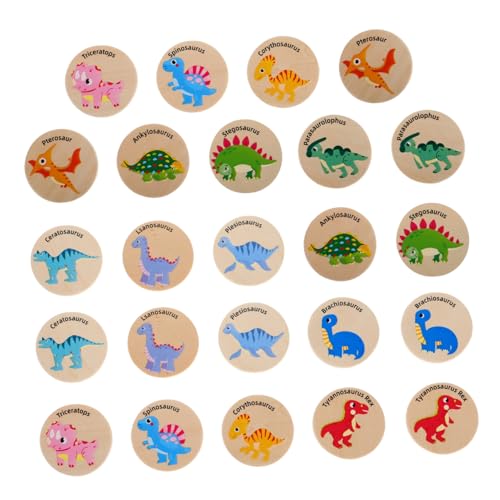 Kisangel 24 Stück Kleinkind-Matching-Spiel Kinderpuzzle kinderspielzeug Lernspielzeug für Vorschulkinder Pädagogisches Dinosaurier Memory-Spiel aus Holz Dinosaurier- von Kisangel