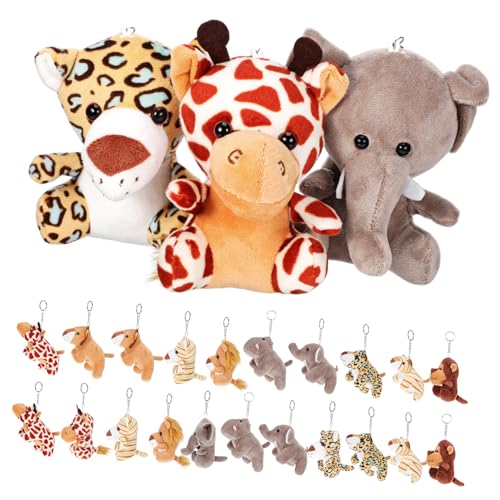 Kisangel Entzückende Mini-Tier-schlüsselanhänger 24-teiliges Set Plüschtiere Für Jungen Und Mädchen Spielzeug Für Mädchen Und Jungen Und Partygeschenke Weihnachtsstrumpffüller von Kisangel