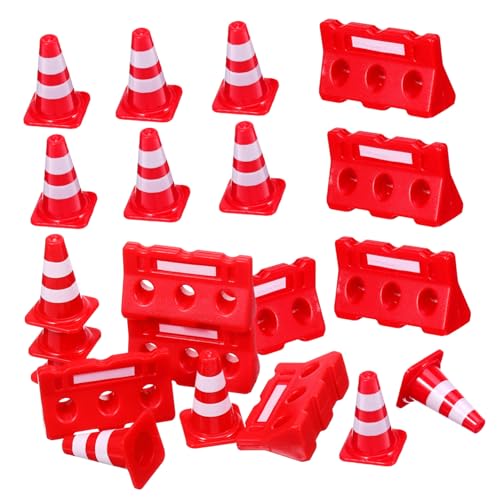 Kisangel 24 Stück Straßenschild Barrikade Mini-stoppschild -verkehrskegel Und Absperrungen Spielzeugkegel, Absperrungen Und Verkehrsschilder Zapfen Plastik von Kisangel