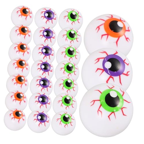 Kisangel 24 Stück Teiliges Bunte Kunststoff Halloween Augäpfel Leicht Elastisch Gruselige Deko für Party Cosplay Basteln Vielseitige Halloween Requisiten Lebensechte Springende Augen von Kisangel