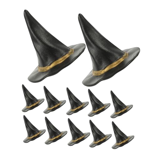 Kisangel 24 Stück Teiliges Mini Hexenhüte Schwarze Miniatur-hexenhüte für Halloween DIY Bastelprojekte Weinflaschen-deko Zauberer-cosplay Mikro-landschaft Partydeko von Kisangel
